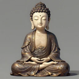 smiling Aphex twin with his head on the body of meditating Buddha, trending on artstation,