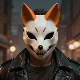 a comic of a man wearing a skull fox mask, trending on artstation, highly detailed, sin city, frank miller,
