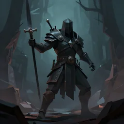 low poly dark warrior entering the abyss