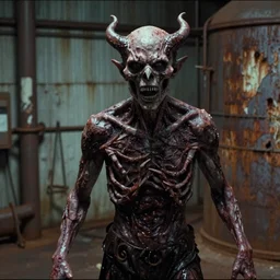 photo of a demon, silent hill, highly detailed environment, found footage, body horror, low quality camera, industrial setting, rusty, lost footage, disturbing, horror, fear, bad camera, old footage, hyperrealism, movie, movie screengrab, body horror, body horror, body horror, in the style of masahiro ito