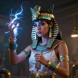 a female egyptian / aztecian punk / raver using her mutant electrical powers trending on artstation deviantart pinterest hyper detailed photorealistic highlights and shadow hd 8 k post - processing high resolution