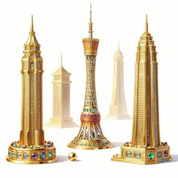 detailed illustrations of buildings made of gemstones and gold, by by ruan jia, by conrad roset, by yoshitaka amano, cgsociety, artstation.