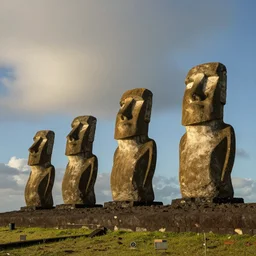 stone heads from the Easter island resembling Dwayne Johnson