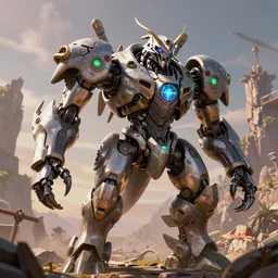 clawstrider machine mecha animal beast robot of horizon forbidden west horizon zero dawn bioluminiscence global illumination ray tracing hdr fanart arstation by sung choi and eric pfeiffer and gabriel garza and casper konefal