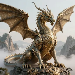 majestic dragon, by weta fx, ultra - hd, insanely detailed and intricate, hypermaximalist, elegant, ornate, hyper realistic, super detailed, mountains background