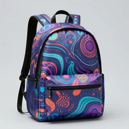 A stylish backpack with trippy design, futuristic, trending on artstation