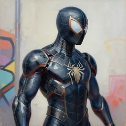 greg manchess portrait painting of an armored dark fancy iron spiderman as overwatch character, medium shot, asymmetrical, profile picture, organic painting, sunny day, matte painting, bold shapes, hard edges, street art, trending on artstation, by huang guangjian, gil elvgren, ruan jia, greg rutkowski, gaston bussiere