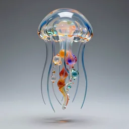 glass sculpture of a jellyfish colourful photorealistic highly detailed