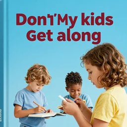 why don't my kids get along, book cover, high quality, 4k, vibrant colors, cinematic