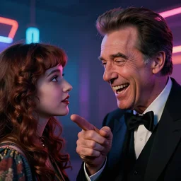 neo-surrealist rococo close-up matte painting of old christopher walken pointing and laughing at me hannah yata very dramatic neon lighting 8k wide angle shallow depth of field