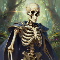 avatar painting of skeletor, dnd beyond avatar portraits, beautiful, artistic, elegant, lens flare, magical, nature, realism, stylized, art by jeff easley and genndy tartakovsky