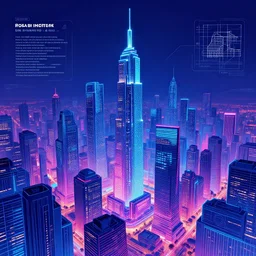 landscape of neon lit blade runner city in the style of Rob Lefield and Dan Mumford , trending on artstation, digital art,surrealism ,macro,blueprint ,vaporwave