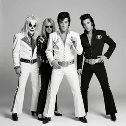 elvis presley as a member of slipknot. Band photography, black and white