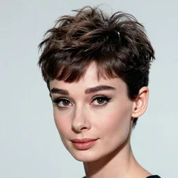 portrait of a beautiful 20-year-old Audrey Hepburn with  1980s punk hairstyle by Mario Testino,  headshot, hairstyle, detailed, award winning, Sony a7R