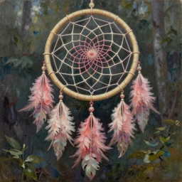 beautiful oil painting of a Dream Catcher  by Lisa Frank, thomas kinkade, trending on artstation