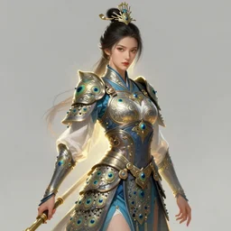 a female warrior in peacock armor, light effect. feminine, powerful, in clothes! intricate, elegant, highly detailed, digital painting, artstation, concept art, smooth, sharp focus, illustration, art by angus wilson,