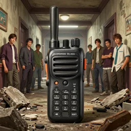 highly detailed macro shot of a walky - talky in rubble in gta v, in a hallway, stephen bliss, unreal engine, fantasy art by greg rutkowski, loish, rhads, ferdinand knab, makoto shinkai and lois van baarle, ilya kuvshinov, rossdraws, tom bagshaw, global illumination, detailed and intricate environment