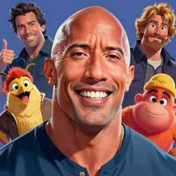 a highly detailed beautiful portrait of dwayne johnson with a big smile on his face, colorful, trending on artstation, gregory manchess, james gurney, james jean