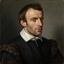 1 4 0 0 s renaissance portrait of emmanuel macron oil painting by jan van eyck, northern renaissance art, oil on canvas, wet - on - wet technique, realistic, expressive emotions, intricate textures, illusionistic detail