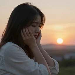 No matter how beautiful the sunset, it saddened her knowing she was one day older, 8k