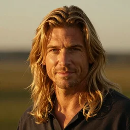 a beautiful portrait of Harrison ford with long golden blond hair gazing warmly at the viewer, golden hour, by J.C Leyendecker and Peter Paul Rubens