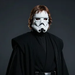 star wars portrait of a man by greg rutkowski, dark jedi, using a white full face mask, wearing black robes, detailed portrait, sharp foccus, cinematic ilumination, artstation hq.