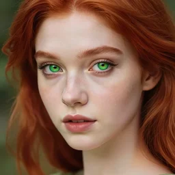 beautiful fairy with green eyes and red hair, realistic, 8 k, extremely detailed, cgi, trending on artstation, hyper - realistic render, 4 k hd wallpaper, premium prints available, by greg rutkowski