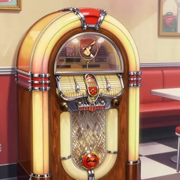 diner, 1950s,jukebox,8K, by akira toriyama
