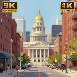 city of boston, drawn by quentin blake, digital painting, 4 k