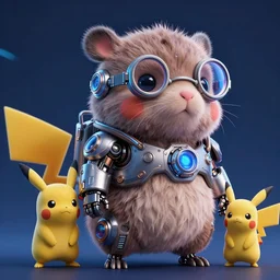 high quality 3 d render sci - fi very cute fluffy! wombat!! cyborg soldier with futuristic mechanical parts, cyberpunk monocle!, highly detailed, unreal engine cinematic smooth, in the style of detective pikachu, hannah yata charlie immer, dark blue neon light, low angle, uhd 8 k, sharp focus