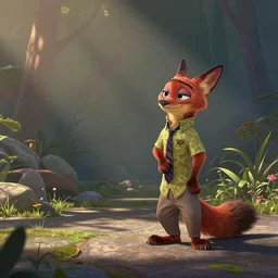 cyberpunk zootopia, colored, by glen keane
