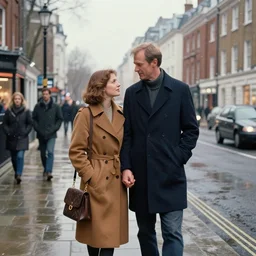 a couple in the street of london in winters, by greg rutkowski and thomas kinkade, trending on artstation