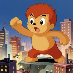 giant pororo attacking city in style of 1 9 6 0 s science fiction movie poster, trending on artstation