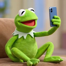 kermit the frog accidentally takes a selfie while dropping his phone