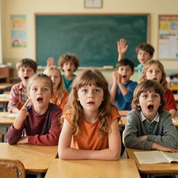 crazy kids in kindergarten, cinematic colors, realistic shaded lighting poster by ilya kuvshinov, magali villeneuve, artgerm, jeremy lipkin and michael garmash and rob rey
