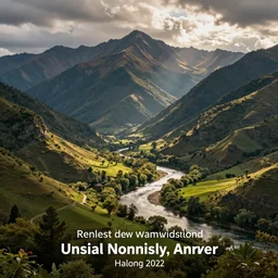 renaissance scenic with the mountains hills river fields forest