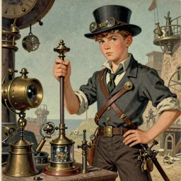 ( ( ( ( ( 1 9 5 0 s pulp science fiction magazine cover art steampunk inventer adventure boy. muted colors. ) ) ) ) ) by jean - baptiste monge!!!!!!!!!!!!!!!!!!!!!!!!!!!!!!