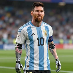 Messi as cyborg, ultra realistic,detailed,4K,unreal engine 5,