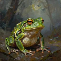 a frog apocalipsis by Ruan Jia, oil on canvas, artstation, dramatic scenery, masterpiece, aesthetic