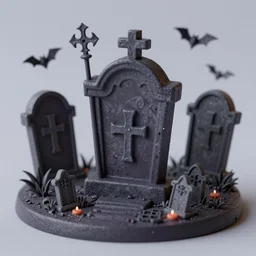 halloween night graveyard graves, trending on artstation, 30mm, by Noah Bradley
