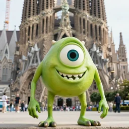 mike wazowski visiting barcelona, sigma 75mm, high quality