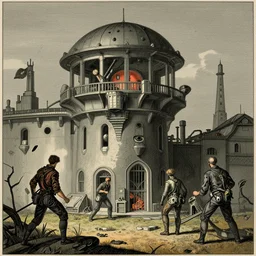 cyberpunk science-fiction very professional colourised illustration by Albrecht Dürer with very disturbing atmosphere, inspired by WLOP Joe Fenton old vintage Victorian England engraving