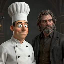 a portrait of fry chef next to Steve Brule, realistic faces, grimdark extremely detailed fantasy art by Gerald Brom, octane render