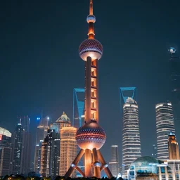 oriental pearl TV power, Shanghai, cyberpunk, highly detailed, realistic engine