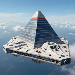 a goa'uld pyramidspaceship combined with a star wars superstardestroyer