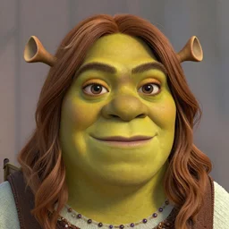 Emma Stone as a female version of Shrek, Shrek face features, fully detailed, high quality , 4k , octane render , soft lightening , masterpiece