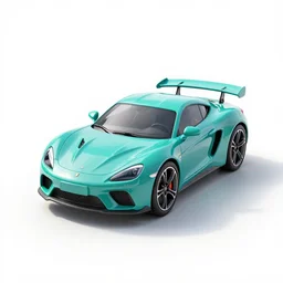 turquoise remote control car, clean 3d render, octane render, isolated on a pure white background, centered, entire object in frame, sharp focus, soft studio lighting