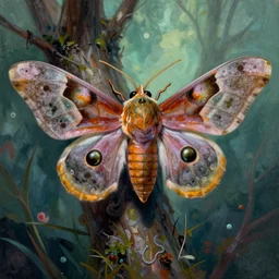 speculative evolution of a moth horror painting detailed colorful, done by dougal dixon illustration trending on artstation after - man