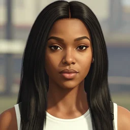 highly detailed portrait of black girl with long hair looking at the camera in gta v, stephen bliss, unreal engine, fantasy art by greg rutkowski, loish, rhads, ferdinand knab, makoto shinkai and lois van baarle, ilya kuvshinov, rossdraws, tom bagshaw, global illumination, radiant light, detailed and intricate environment