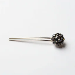minimalist hair pin with gems, high detail macro photography, isolated on a pure white background, centered, entire object in frame, sharp focus, soft studio lighting